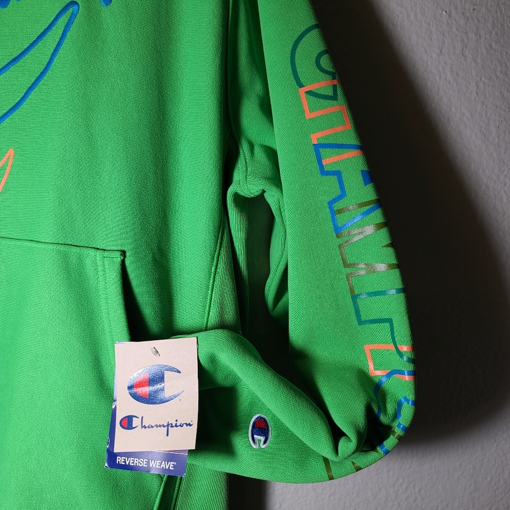 Champion Reverse weave green multicolor Hoodie NWT - Picture 5 of 7